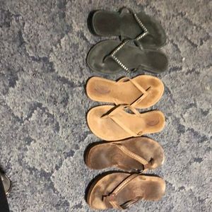 Three Pairs Rainbow Leather Sandals Size 6